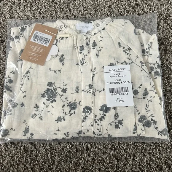 Angel Dear Cream and Gray Rose Romper - Picture 3 of 3